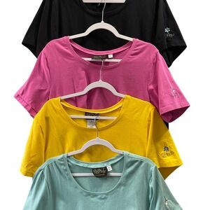 Bundle (4) Bob Mackie T-Shirt Women XL Multicolor Floral Sleeve Casual Size XL